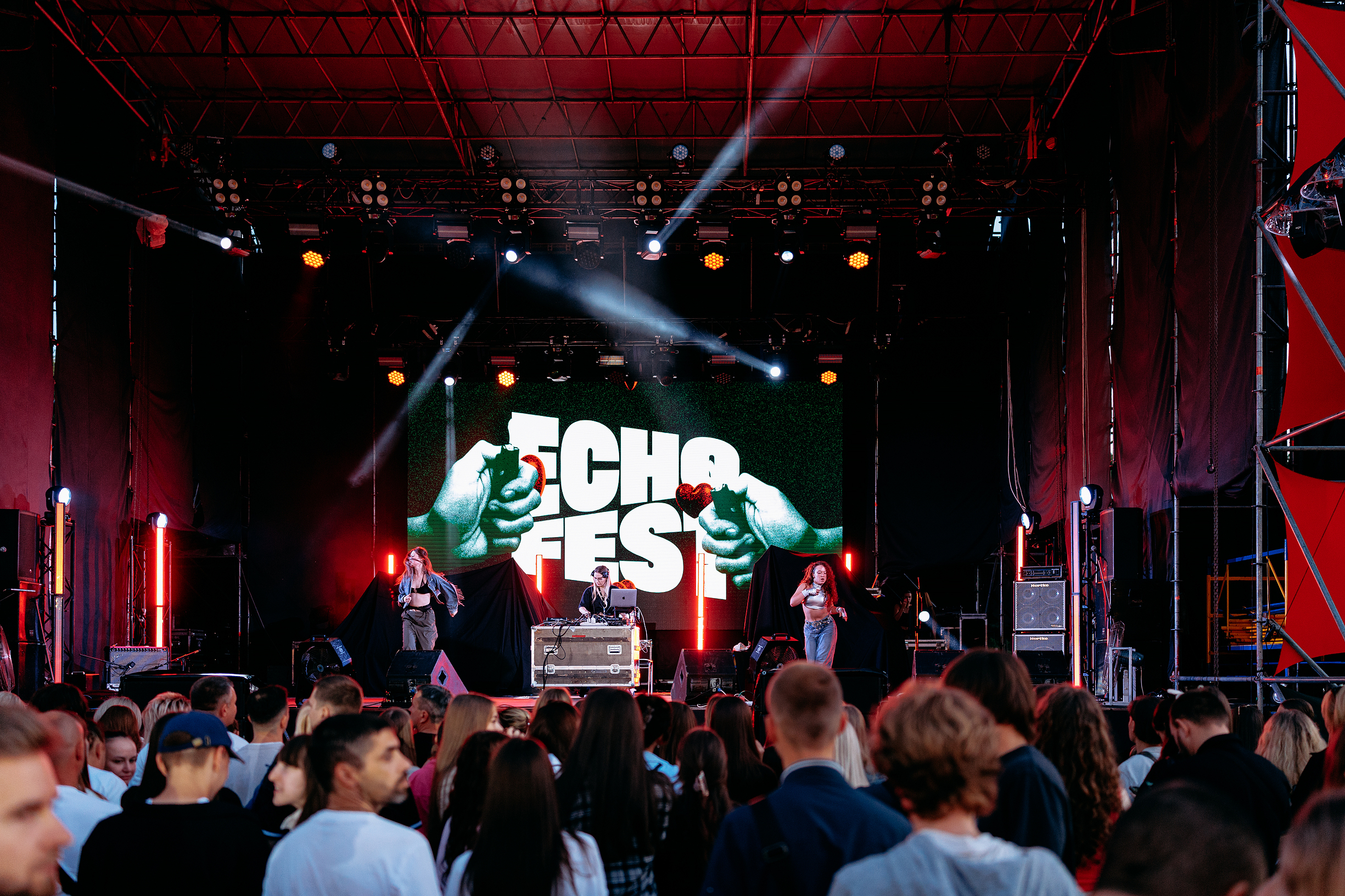 Custom cars and visitors at the KYIV CAR FEST show during ECHO FEST